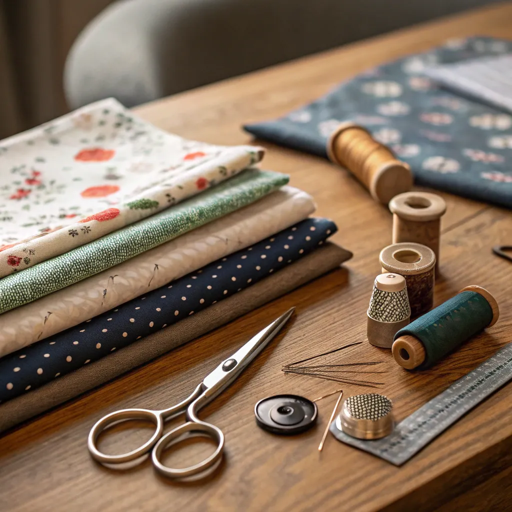 Sewing tools and fabric